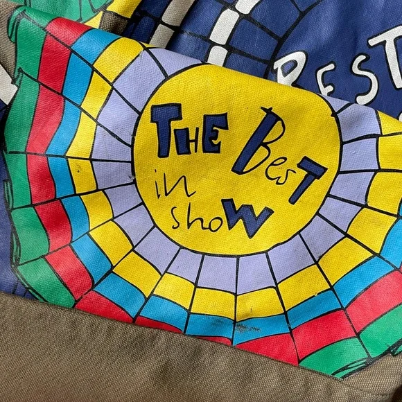 Vintage See By Chloe Large Green Canvas Painted Tote Bag - Picture 4 of 8